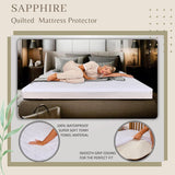 Sapphire 100% Waterproof Quilted Mattress Protector – Extra Deep Fitted Cover (38cm) Breathable, Soft & Noiseless Bed Protection