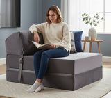 SAPPHIRE Folding Single Z Bed Mattress – 3-in-1 Guest Bed Chair, Fold Out Sofa Bed for Adults & Kids, Portable & Space Saving – Comfortable Foam Lounger Velvet