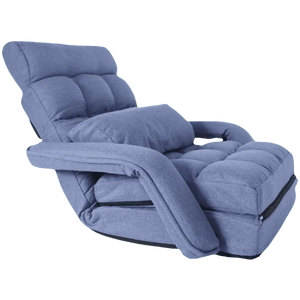 6-Position Adjustable Floor Chair Sofa with Armrest & Pillow – Foldable Recliner Lounge Seat for Gaming, Reading & Relaxing SAPPHIRE