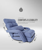 6-Position Adjustable Floor Chair Sofa with Armrest & Pillow – Foldable Recliner Lounge Seat for Gaming, Reading & Relaxing SAPPHIRE