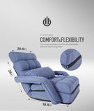 6-Position Adjustable Floor Chair Sofa with Armrest & Pillow – Foldable Recliner Lounge Seat for Gaming, Reading & Relaxing SAPPHIRE
