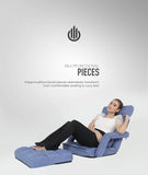 6-Position Adjustable Floor Chair Sofa with Armrest & Pillow – Foldable Recliner Lounge Seat for Gaming, Reading & Relaxing SAPPHIRE