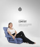 6-Position Adjustable Floor Chair Sofa with Armrest & Pillow – Foldable Recliner Lounge Seat for Gaming, Reading & Relaxing SAPPHIRE