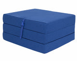 "Cube Z Bed Tri-Fold Futon – Compact Foam Fold Out Chair Bed for Guests, Kids, and Small Spaces" SAPPHIRE