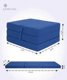 "Cube Z Bed Tri-Fold Futon – Compact Foam Fold Out Chair Bed for Guests, Kids, and Small Spaces" SAPPHIRE