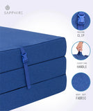 "Cube Z Bed Tri-Fold Futon – Compact Foam Fold Out Chair Bed for Guests, Kids, and Small Spaces" SAPPHIRE