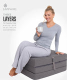 "Cube Z Bed Tri-Fold Futon – Compact Foam Fold Out Chair Bed for Guests, Kids, and Small Spaces" SAPPHIRE