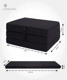 "Cube Z Bed Tri-Fold Futon – Compact Foam Fold Out Chair Bed for Guests, Kids, and Small Spaces" SAPPHIRE