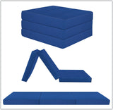 "Cube Z Bed Tri-Fold Futon – Foam Filled Fold Out Chair Bed for Guests, Dorms, and Small Spaces" SAPPHIRE