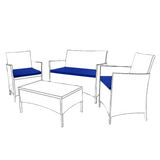 Replacement 3-Piece Navy Cushion Set for Rattan Garden Furniture – Weatherproof Outdoor Chair & Sofa Cushions – Comfortable & Durable Patio Seating Pads SAPPHIRE