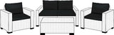 Replacement Cushion Pads for Keter Furniture – Outdoor Seat Cushions for Garden Chairs & Loungers (Furniture Not Included) SAPPHIRE