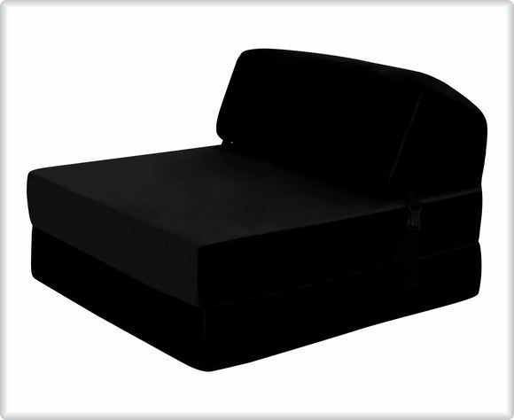 SAPPHIRE Tri-Fold Futon Sofa Bed Chair – Soft Velvet Folding Mattress with High-Density Foam  Single Z Bed Sleeper for Guest Room, Lounge, Dorm & Small Spaces NorthWestTrade