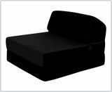 SAPPHIRE Tri-Fold Futon Sofa Bed Chair – Soft Velvet Folding Mattress with High-Density Foam  Single Z Bed Sleeper for Guest Room, Lounge, Dorm & Small Spaces NorthWestTrade