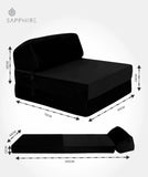 SAPPHIRE Tri-Fold Futon Sofa Bed Chair – Soft Velvet Folding Mattress with High-Density Foam  Single Z Bed Sleeper for Guest Room, Lounge, Dorm & Small Spaces NorthWestTrade