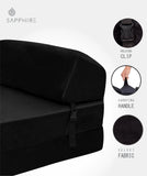 SAPPHIRE Tri-Fold Futon Sofa Bed Chair – Soft Velvet Folding Mattress with High-Density Foam  Single Z Bed Sleeper for Guest Room, Lounge, Dorm & Small Spaces NorthWestTrade