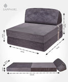 SAPPHIRE Tri-Fold Futon Sofa Bed Chair – Soft Velvet Folding Mattress with High-Density Foam  Single Z Bed Sleeper for Guest Room, Lounge, Dorm & Small Spaces NorthWestTrade