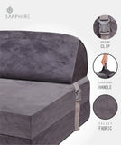 SAPPHIRE Tri-Fold Futon Sofa Bed Chair – Soft Velvet Folding Mattress with High-Density Foam  Single Z Bed Sleeper for Guest Room, Lounge, Dorm & Small Spaces NorthWestTrade