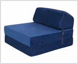 SAPPHIRE Tri-Fold Futon Sofa Bed Chair – Soft Velvet Folding Mattress with High-Density Foam  Single Z Bed Sleeper for Guest Room, Lounge, Dorm & Small Spaces NorthWestTrade