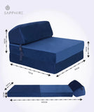 SAPPHIRE Tri-Fold Futon Sofa Bed Chair – Soft Velvet Folding Mattress with High-Density Foam  Single Z Bed Sleeper for Guest Room, Lounge, Dorm & Small Spaces NorthWestTrade