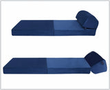 SAPPHIRE Tri-Fold Futon Sofa Bed Chair – Soft Velvet Folding Mattress with High-Density Foam  Single Z Bed Sleeper for Guest Room, Lounge, Dorm & Small Spaces NorthWestTrade