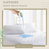Sapphire 100% Waterproof Quilted Mattress Protector – Extra Deep Fitted Cover (38cm)  Breathable, Soft & Noiseless Bed Protection NorthWestTrade