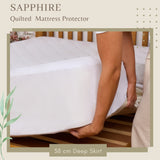 Sapphire 100% Waterproof Quilted Mattress Protector – Extra Deep Fitted Cover (38cm)  Breathable, Soft & Noiseless Bed Protection NorthWestTrade