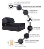 SAPPHIRE Folding Single Z Bed Mattress – 3-in-1 Guest Bed Chair, Fold Out Sofa Bed for Adults & Kids, Portable & Space Saving – Comfortable Foam Lounger Velvet