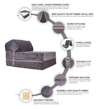 SAPPHIRE Folding Single Z Bed Mattress – 3-in-1 Guest Bed Chair, Fold Out Sofa Bed for Adults & Kids, Portable & Space Saving – Comfortable Foam Lounger Velvet