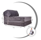 SAPPHIRE Folding Single Z Bed Mattress – 3-in-1 Guest Bed Chair, Fold Out Sofa Bed for Adults & Kids, Portable & Space Saving – Comfortable Foam Lounger Velvet