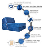 SAPPHIRE Folding Single Z Bed Mattress – 3-in-1 Guest Bed Chair, Fold Out Sofa Bed for Adults & Kids, Portable & Space Saving – Comfortable Foam Lounger Velvet