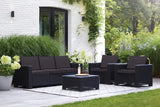Keter Allibert California Replacement Cushion Pads Armchair Sofa Rattan Garden Cushions(FURNITURE IS NOT INCLUDED) - 2PC Patio Set (Black)