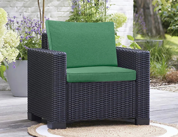 Keter Allibert California Replacement Cushion Pads Armchair Sofa Rattan Garden Cushions(FURNITURE IS NOT INCLUDED) - 2PC Patio Set (Green)