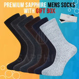 Men’s 12 Pack Black Cotton Rich Dress Socks – Luxury Suit Socks Size 6-11 in Gift Box SAPPHIRE