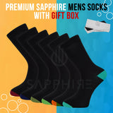 Men’s 12 Pack Black Cotton Rich Dress Socks – Luxury Suit Socks Size 6-11 in Gift Box SAPPHIRE