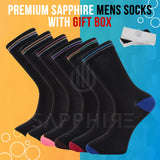 Men’s 12 Pack Black Cotton Rich Dress Socks – Luxury Suit Socks Size 6-11 in Gift Box SAPPHIRE