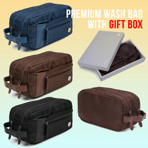 Men’s Travel Toiletry & Grooming Wash Bag – Cosmetic Organizer with Gift Box SAPPHIRE